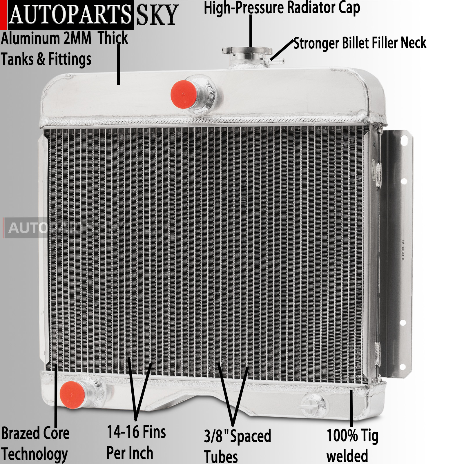 4Row Radiator For 1946-1964 Jeep Willys/1950-1958 CJ6 CJ5 CJ3 DJ3 Truck 3.7L L6