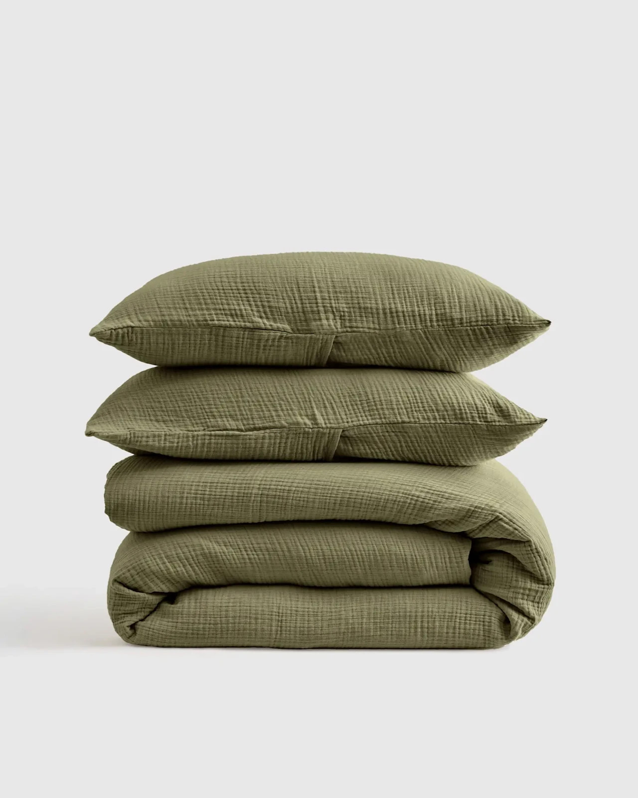 Quince 100% Organic Cotton Gauze Duvet Cover Set Full/Queen in Olive NWOT