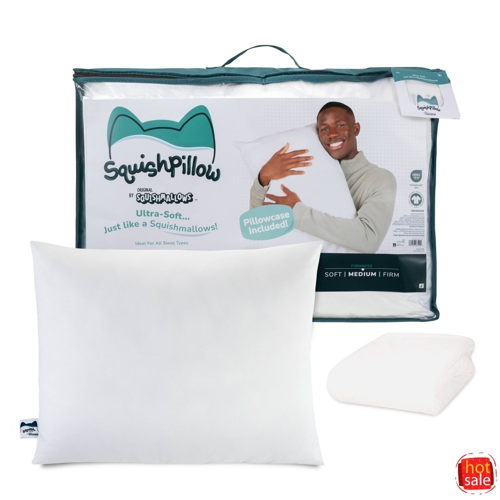 by Original Squishmallows Medium Bed Pillow and Ultra Soft Pillowcase Cover
