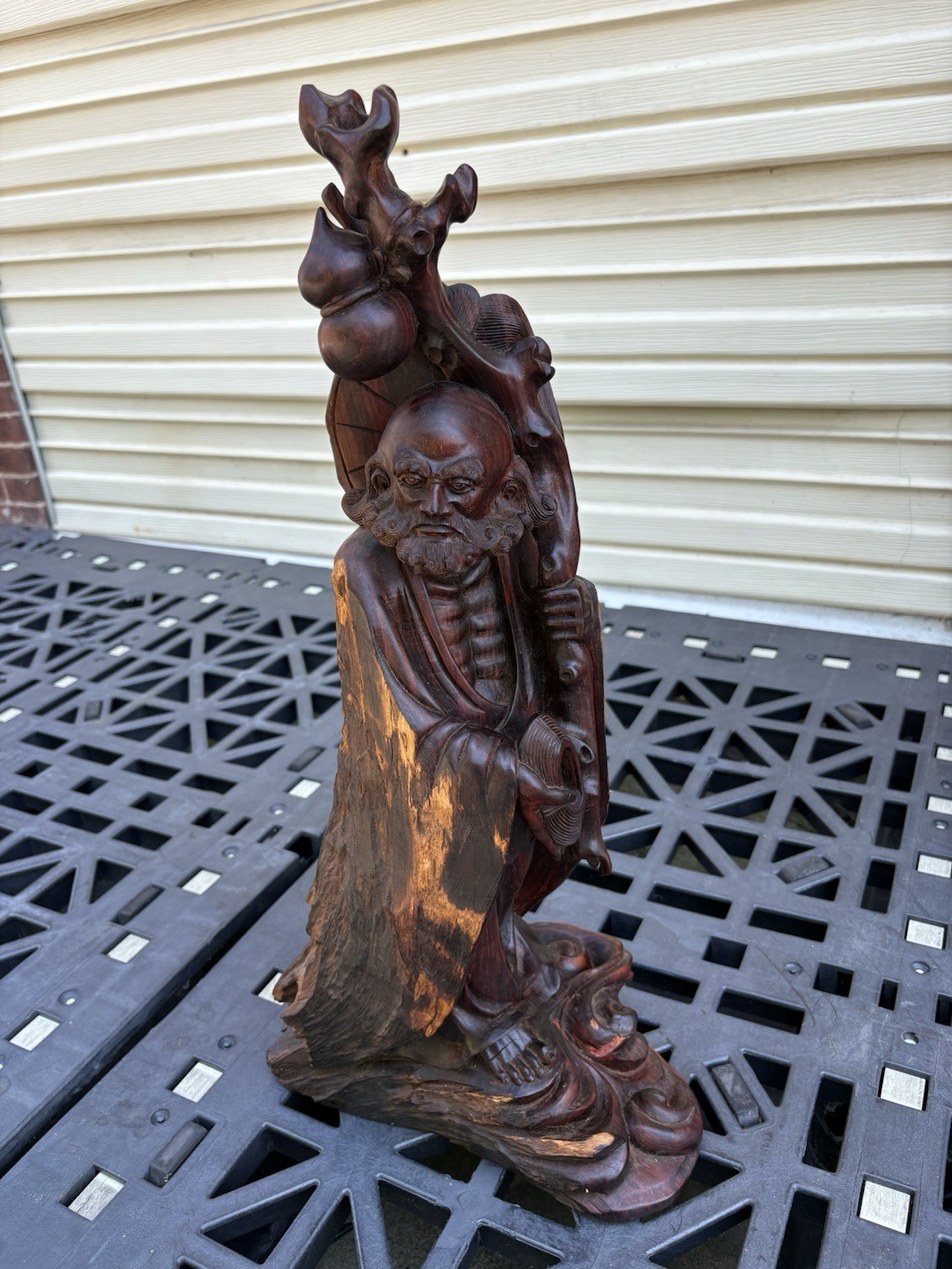 Huge Antique Carved Chinese Wooden Sculpture of a Wiseman (24\ Huge Antique Carved Chinese Wooden Sculpture of a Wiseman (24\
