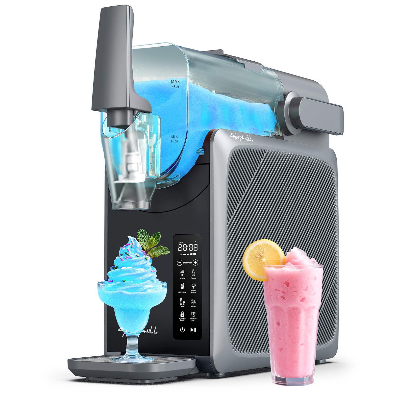 68 oz 2L Slushy Machine No Ice Frozen Drink Maker 5 Preset Programs for Home Use