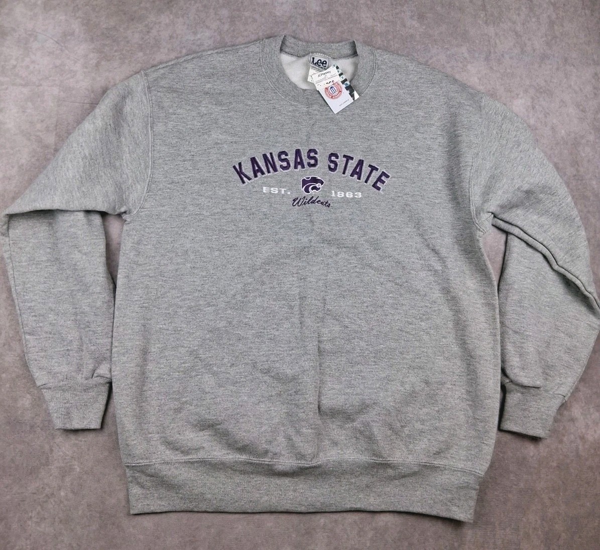 VINTAGE Kansas State Wildcats Sweater Mens Large Gray Lee Crew Neck KSU NEW VINTAGE Kansas State Wildcats Sweater Mens Large Gray Lee Crew Neck KSU NEW
