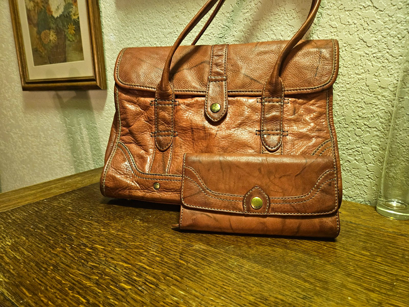 Frye Brown Leather Campus Bag Bag And Wallet