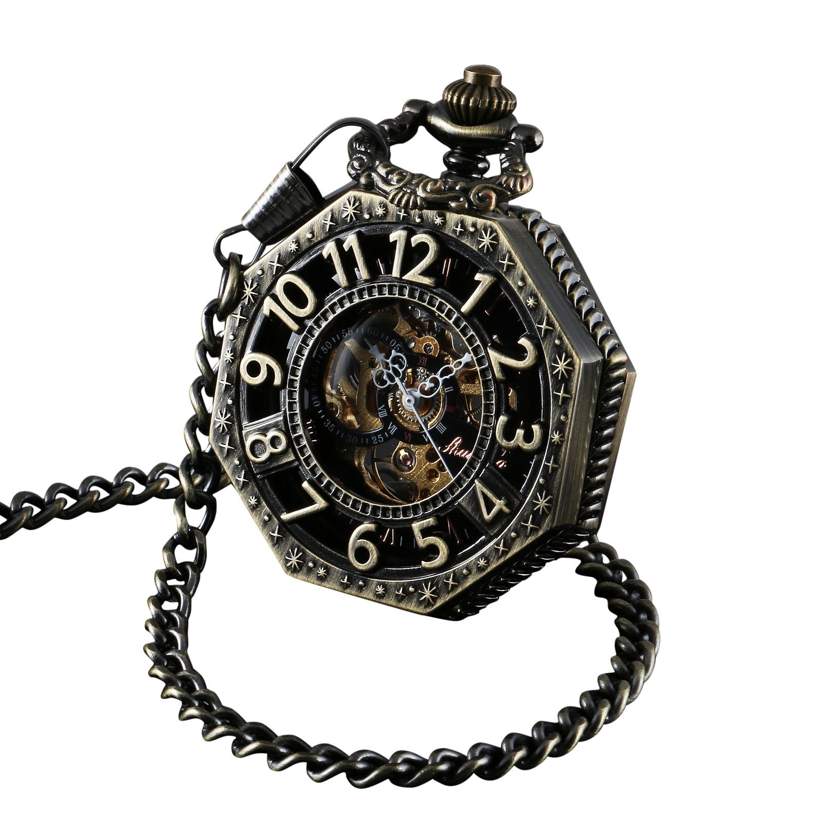 Vintage Hand Winding Pocket Watch with Chain | Classic Mechanical 1920s Steampun Vintage Hand Winding Pocket Watch with Chain | Classic Mechanical 1920s Steampun