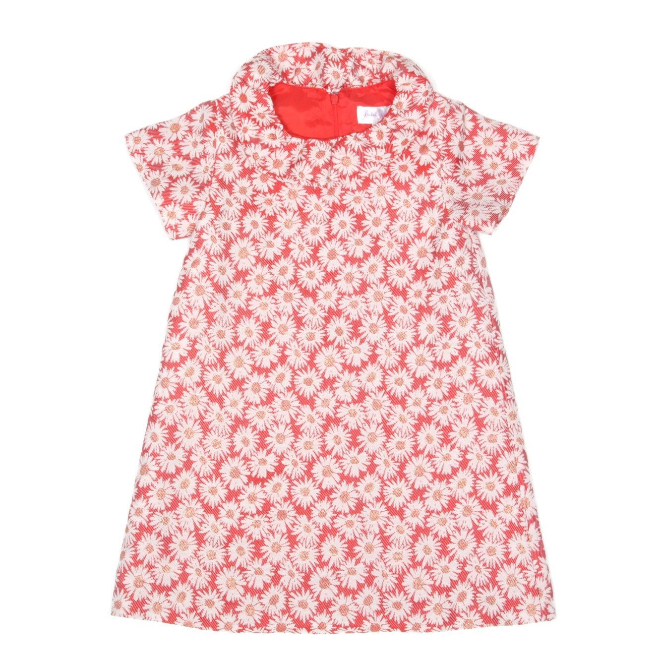 NWT Girls Rachel Riley Red Metallic Gold Floral Daisy Shift Dress Size 5Y /352