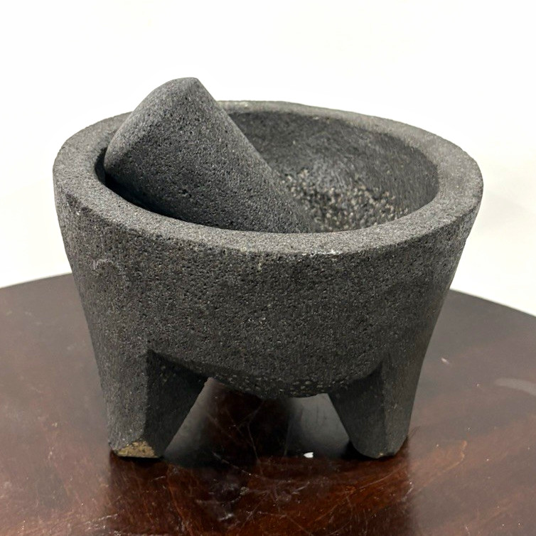 Gray Stone Molcajete Mortar & Pestle 3-Leg Handmade 6in Bowl Included Gray Stone Molcajete Mortar & Pestle 3-Leg Handmade 6in Bowl Included