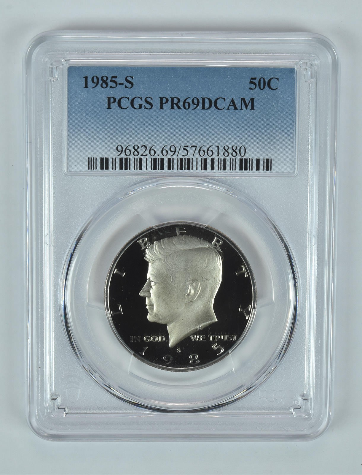 1985-S Kennedy Half Dollar PR69 DCAM PCGS Blue Label 1985-S Kennedy Half Dollar PR69 DCAM PCGS Blue Label