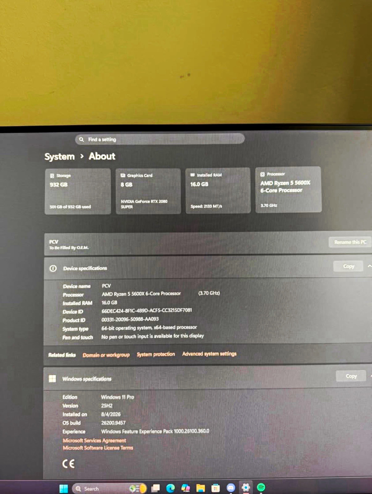 Custom/Whitebox Gaming Tower Ryzen 5 5600X RTX 2080 SUPER 16GB 932GB SSD Custom/Whitebox Gaming Tower Ryzen 5 5600X RTX 2080 SUPER 16GB 932GB SSD