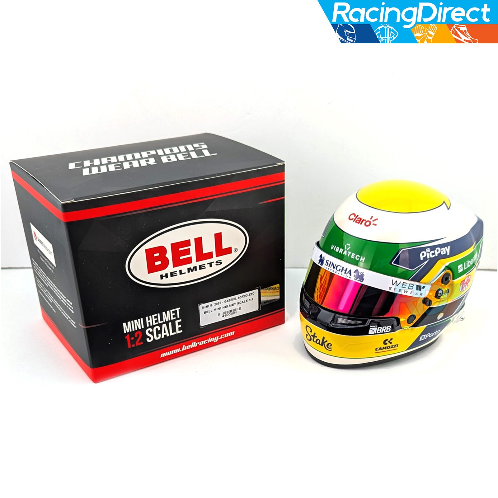 2025 Gabriel Bortoleto Mini Helmet - 1:2 Scale - Bell F1 Mini Helmet - 4100421