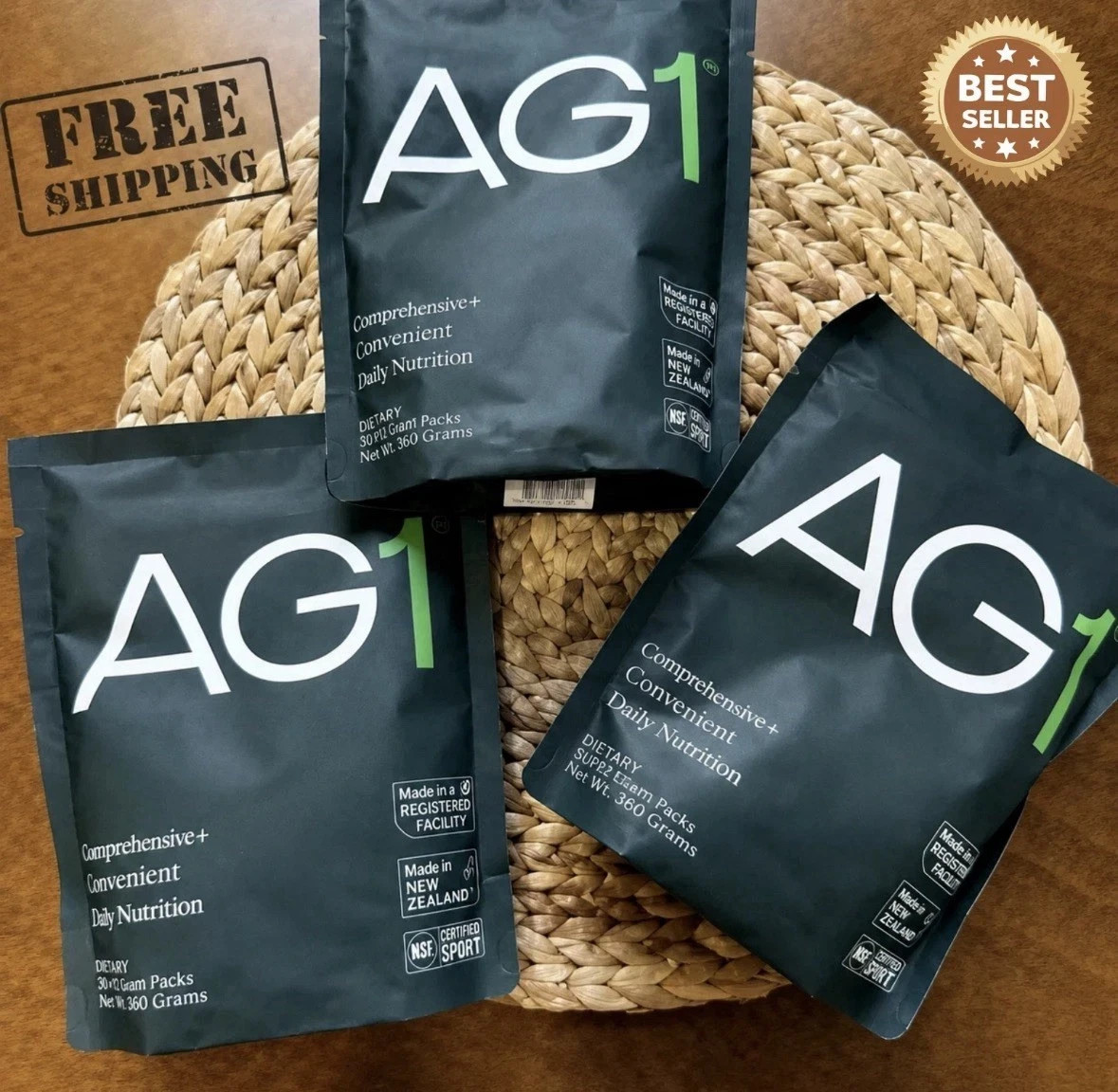 Genuine 3x Bags AG1 Athletic Greens PowderPouch 12.7oz 360g 30 Day Supply  05/28