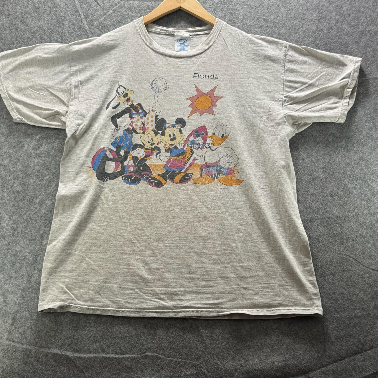 Sherry MFG Co. Inc. Shirt Mens XL Gray Mickey & Friends Florida Beach Tee