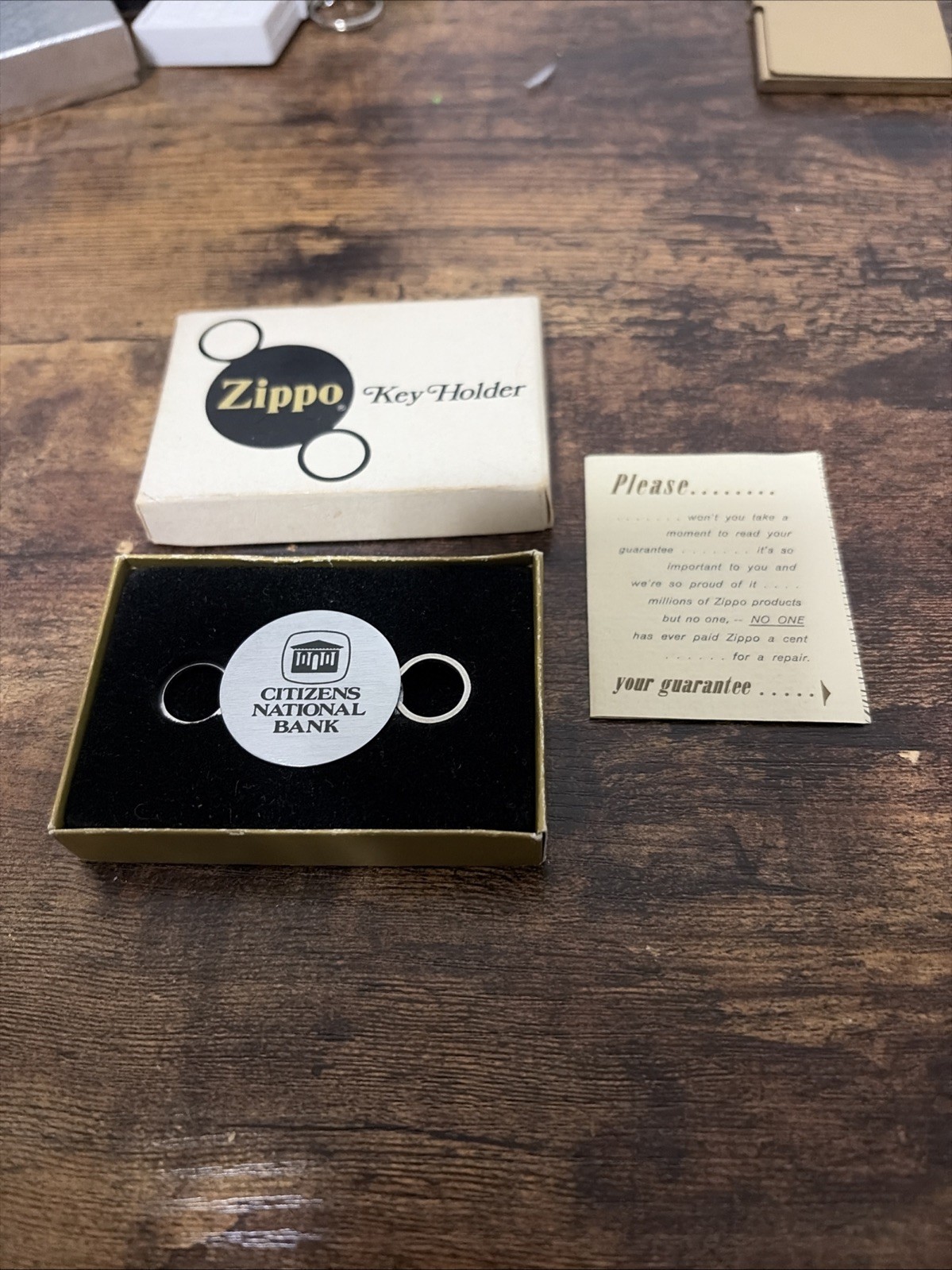 vintage Zippo Citizen National Bank advertising key holder with box guarantee vintage Zippo Citizen National Bank advertising key holder with box guarantee