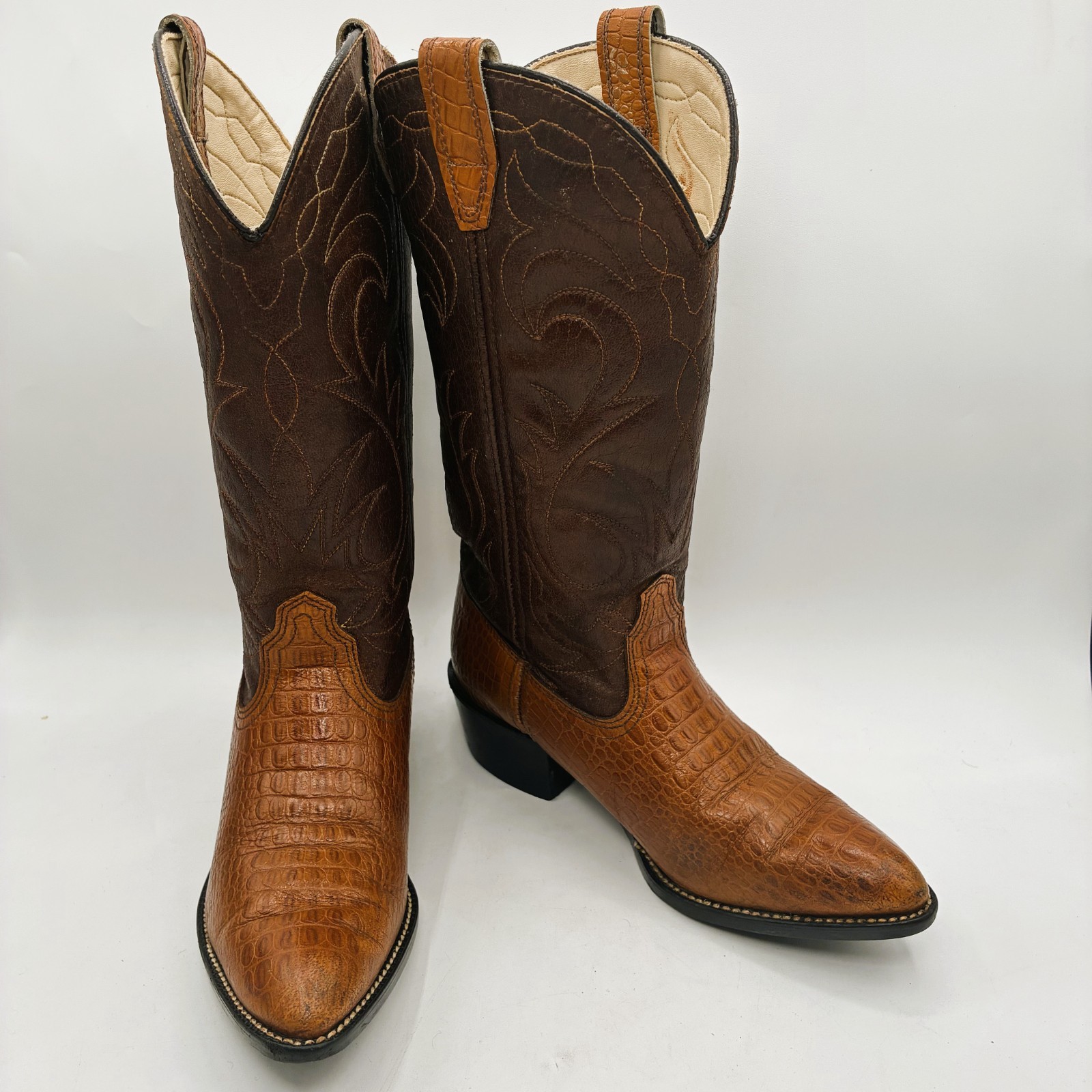 Vintage ACME 2334 Western Cowboy Boots Brown Leather Balance Youth Sz 3.5 D, VGC