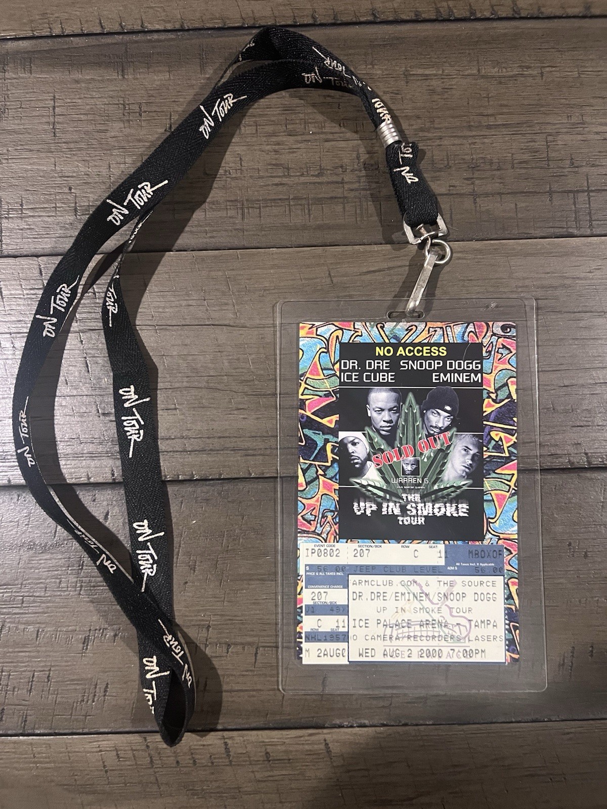 2000 UP IN SMOKE TOUR TAMPA TICKET + ORIGINAL CREDENTIAL & LANYARD DR DRE EMINEM