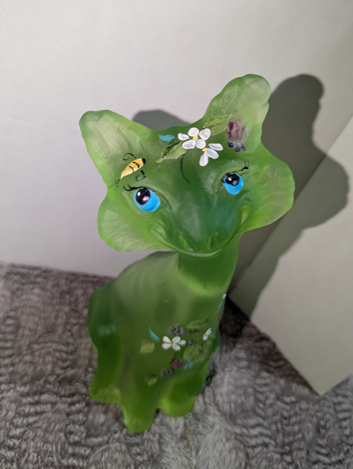 Fenton Uranium Art Glass Alley Cat . High 11\ Fenton Uranium Art Glass Alley Cat . High 11\