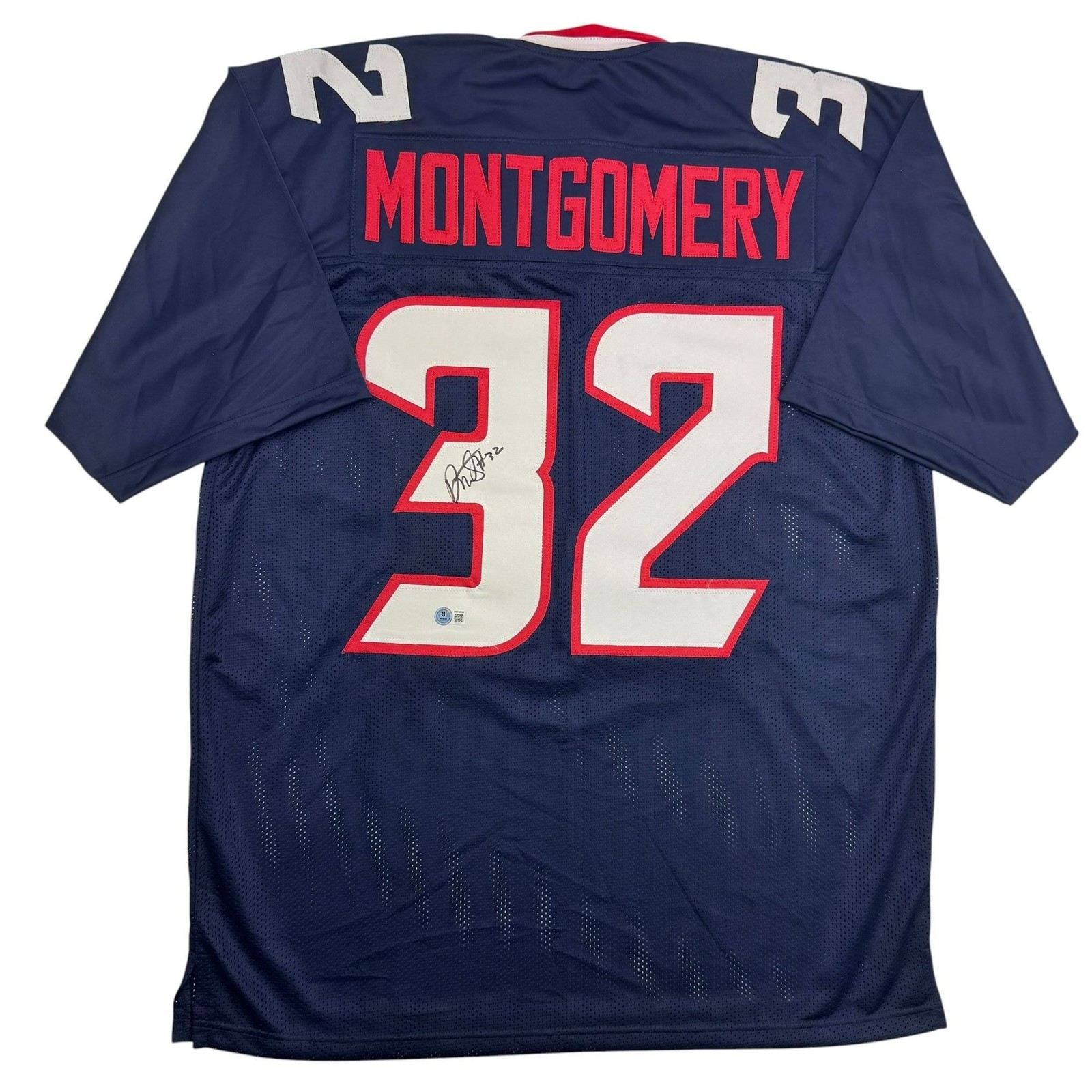 Autographed/Signed David Montgomery Houston Blue Football Jersey BAS COA Autographed/Signed David Montgomery Houston Blue Football Jersey BAS COA