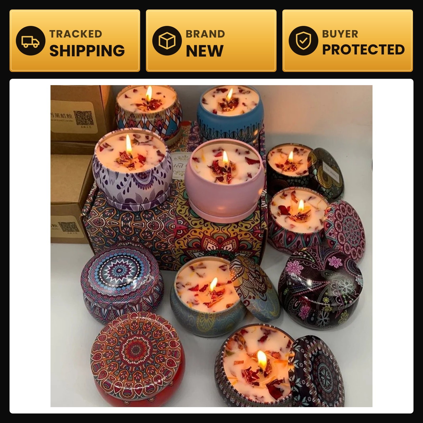 1/4PCS Vintage Scented Candles Soy Wax Candle Jars Flower Fragrance Scent