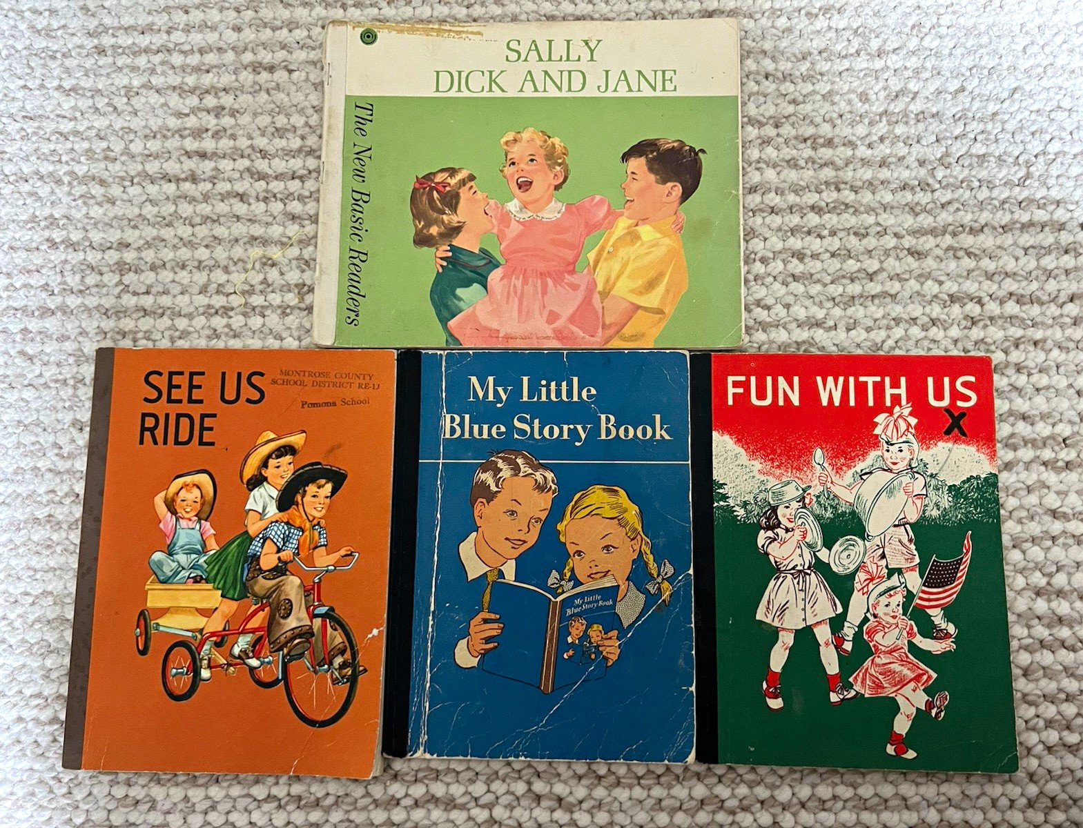 Vintage 1950s 1960s Children’s Reader Book Lot Dick Jane See Us Ride Fun With Us
