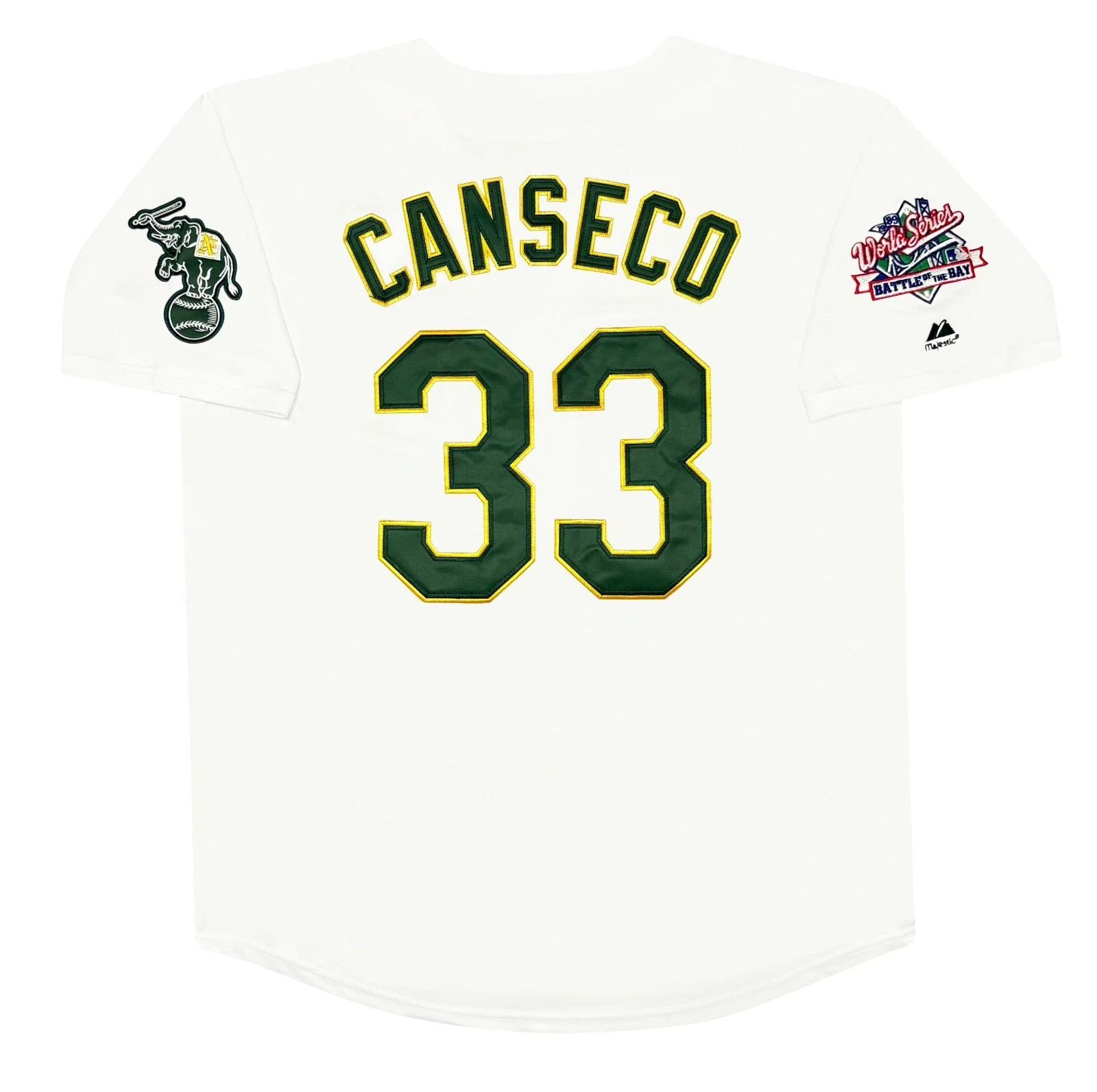 Jose Canseco Oakland Athletics 1989 World Series Home White Jersey Men\'s (L-XL) Jose Canseco Oakland Athletics 1989 World Series Home White Jersey Men\'s (L-XL)