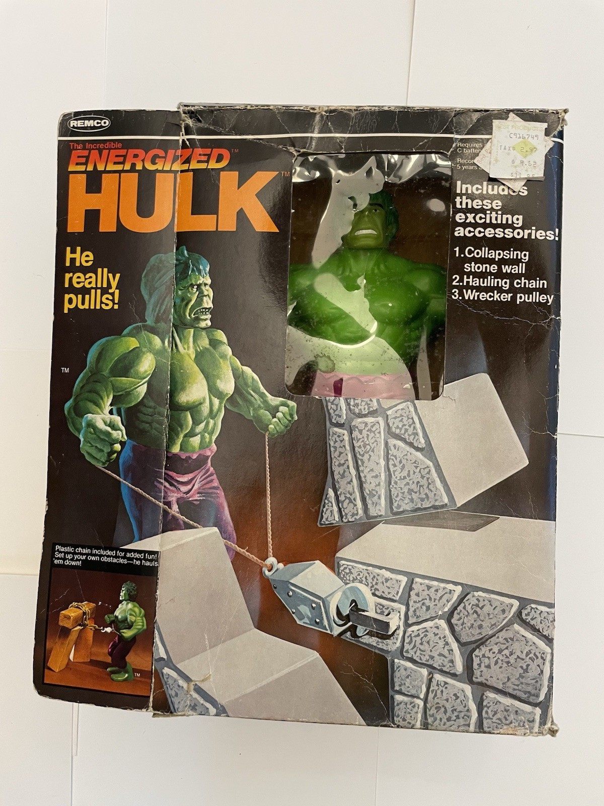 Vintage 1979 REMCO THE INCREDIBLE ENERGIZED HULK with BOX - READ