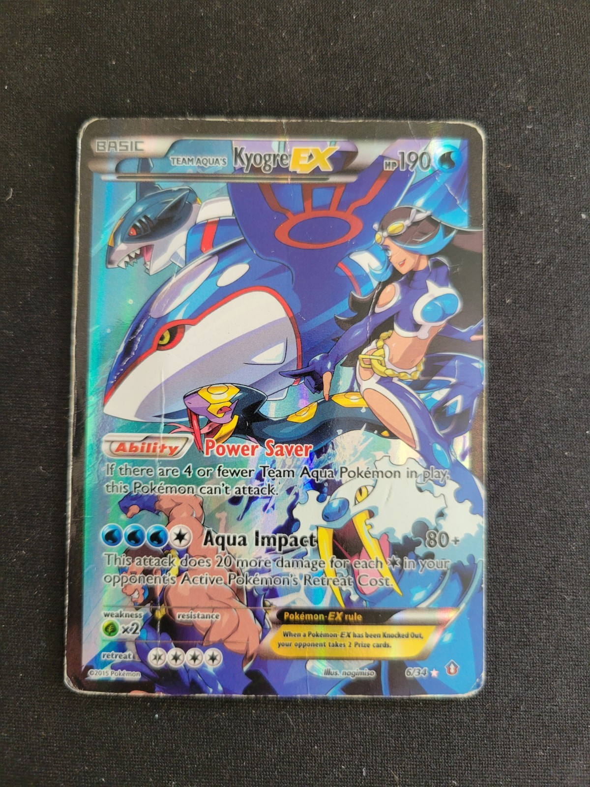 Pokemon Team Aqua\'s Kyogre EX 6/34 Double Crisis Ultra Rare Holo English HP-DM Pokemon Team Aqua\'s Kyogre EX 6/34 Double Crisis Ultra Rare Holo English HP-DM