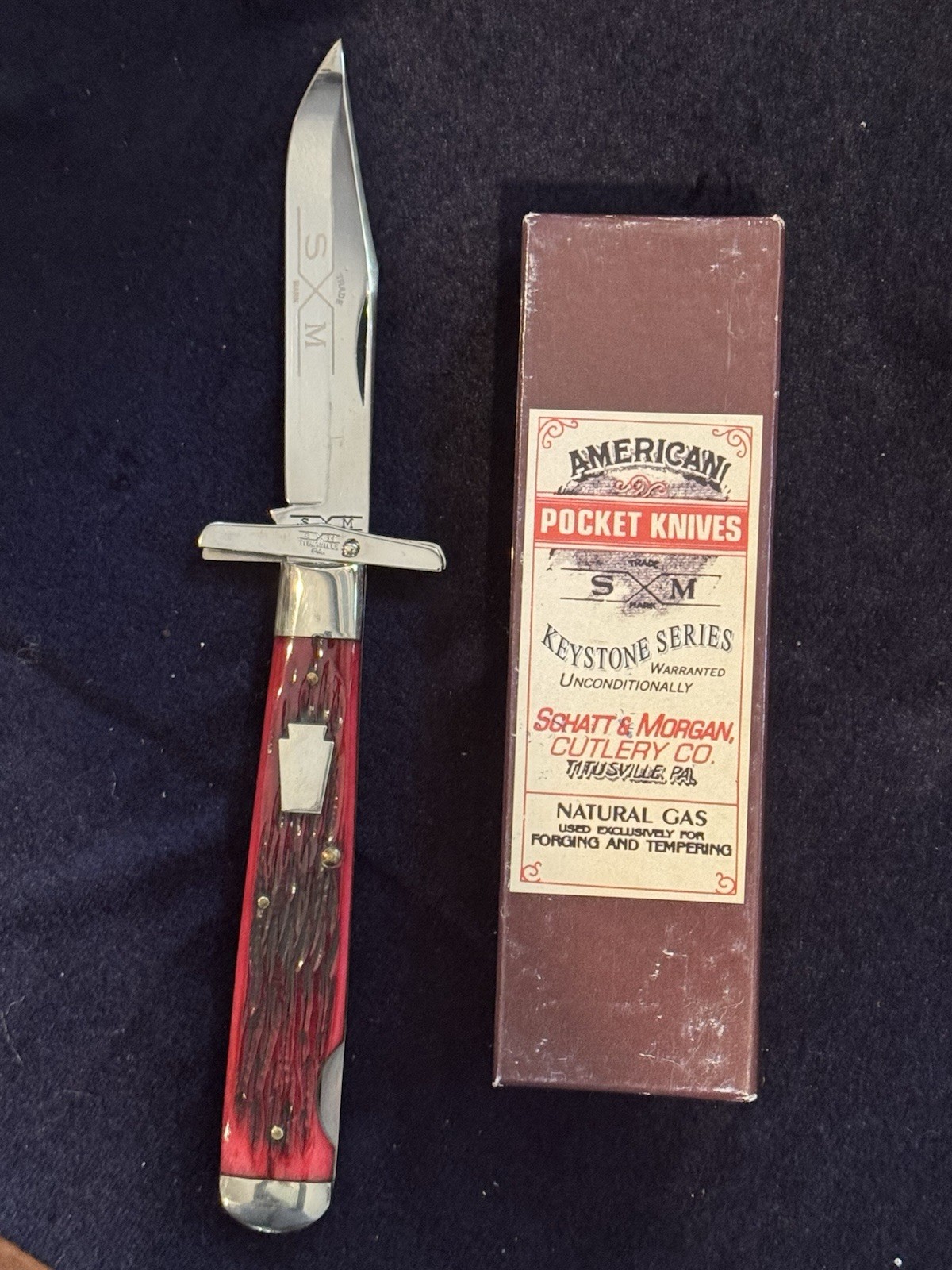 1992 Queen Schatt & Morgan 04181L Red Jig Bone Swing-Guard Lockback Cheetah 🔥 1992 Queen Schatt & Morgan 04181L Red Jig Bone Swing-Guard Lockback Cheetah 🔥