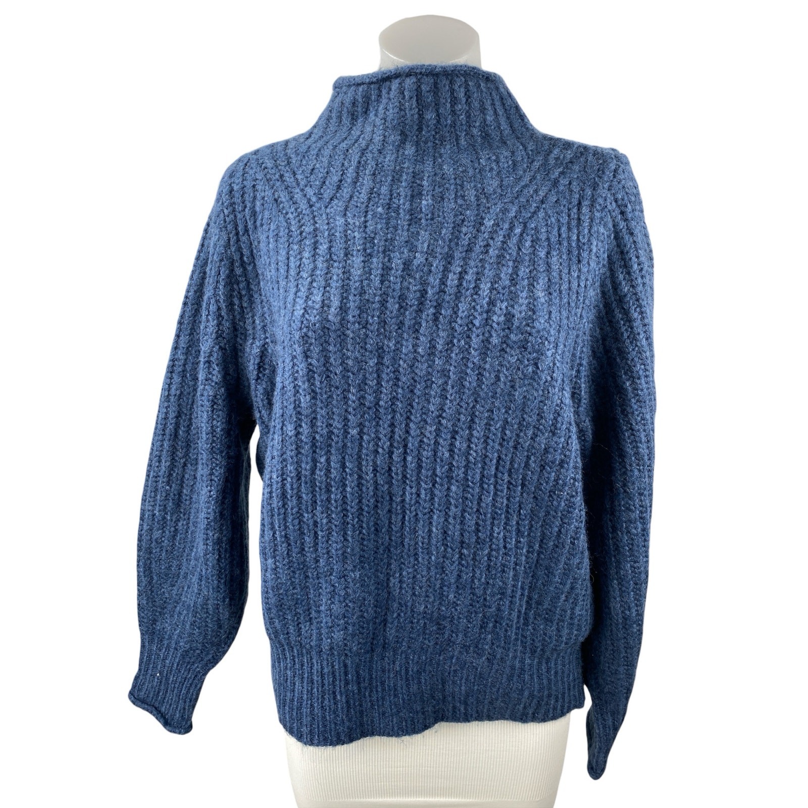 NEW Madewell Women\'s Blue Ribbed Knit Turtleneck Long Sleeve Sweater Top Size S NEW Madewell Women\'s Blue Ribbed Knit Turtleneck Long Sleeve Sweater Top Size S