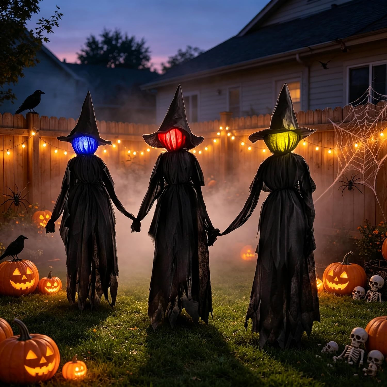 3 Pack Halloween Decorations Outdoor Halloween Witches Decor, 6FT | Light up Wit