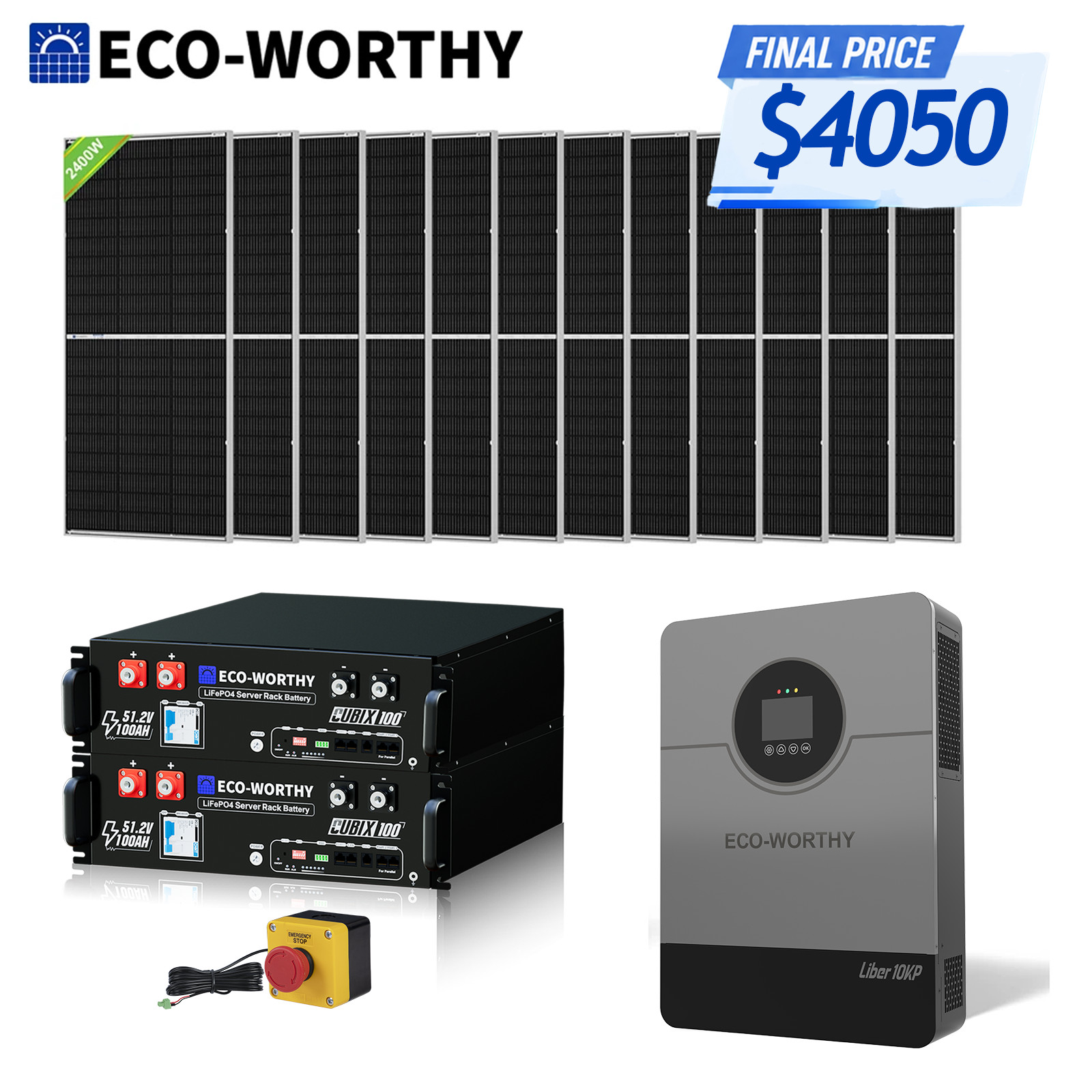 ECO-WORTHY 10KW Output 9.36KWH Off Grid Solar System Complete Kit for Home