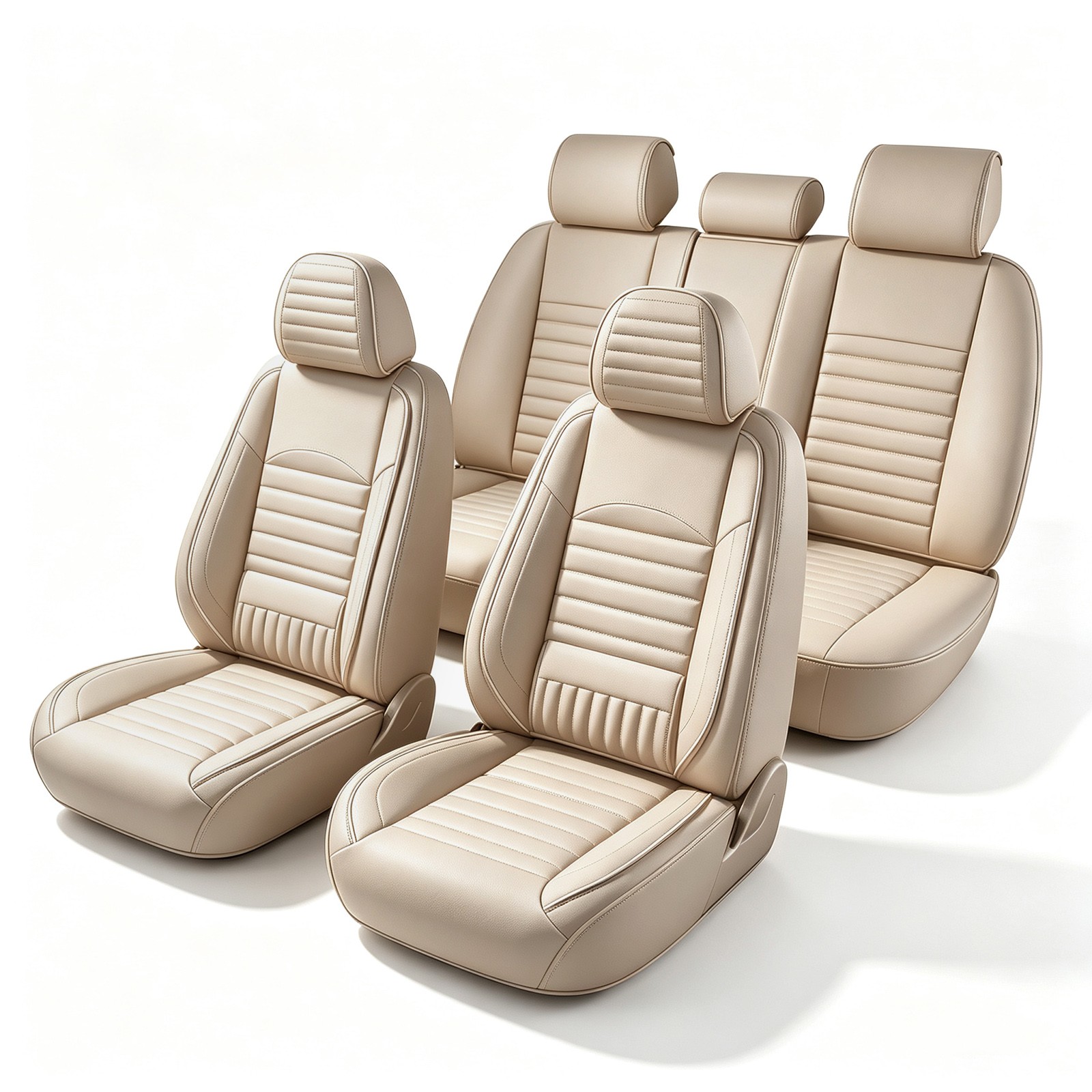 AIZDLBB Car 5-Seat Covers Faux Leather Full Set For Cadillac SRX 2010-2016 Beige