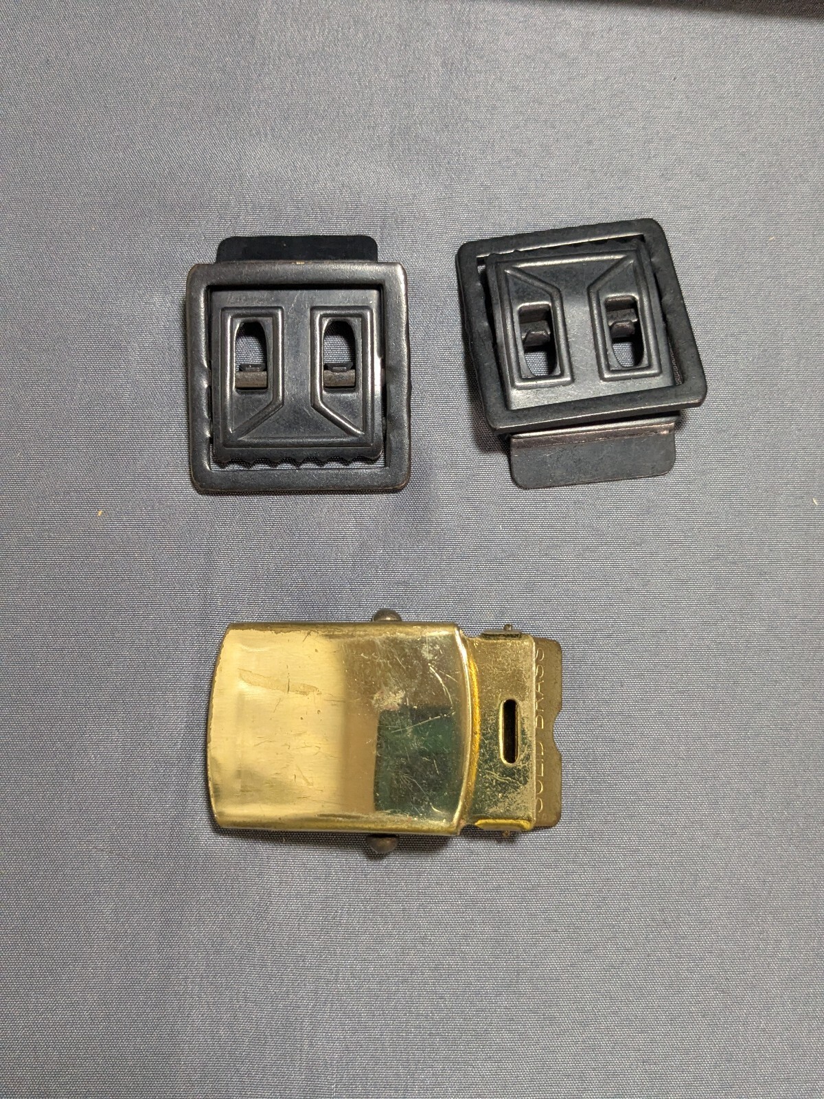 Vintage Solid Brass and Black Metal Belt Buckles Set of 3 Vintage Solid Brass and Black Metal Belt Buckles Set of 3