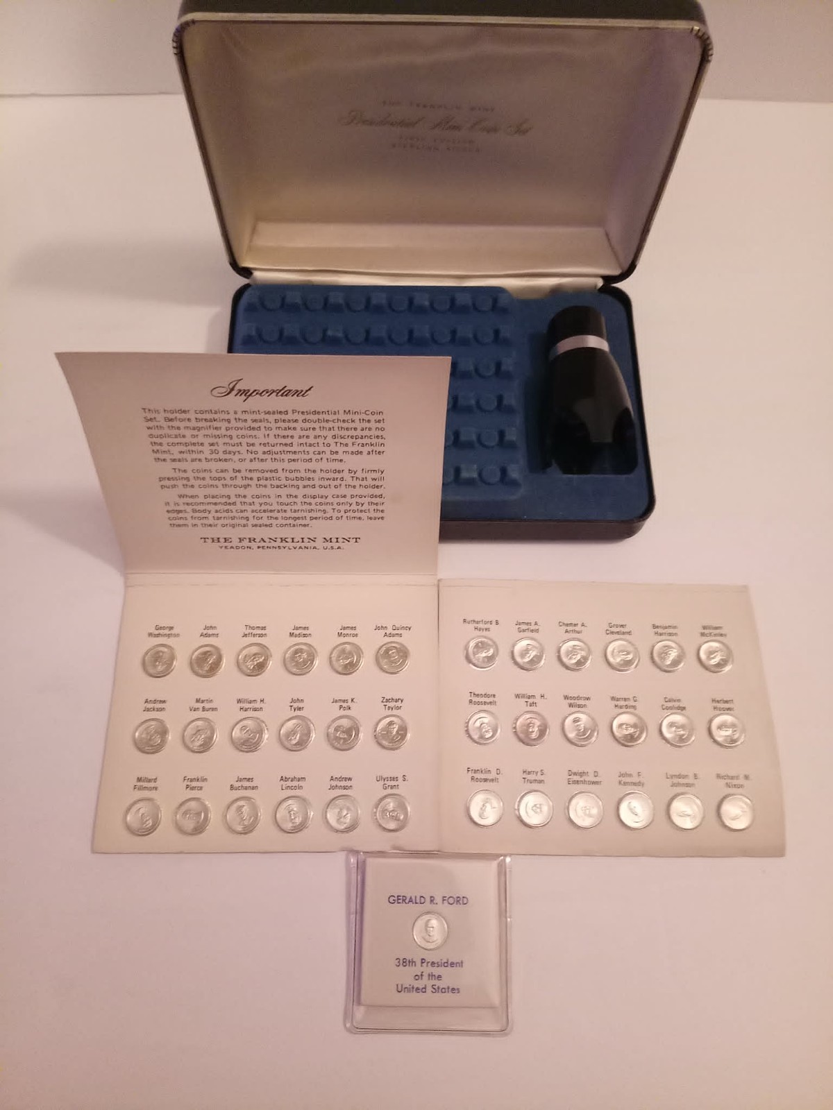 Franklin Mint Presidential Mini Coin Set Silver 925 Proof Medals Ford Lot Franklin Mint Presidential Mini Coin Set Silver 925 Proof Medals Ford Lot