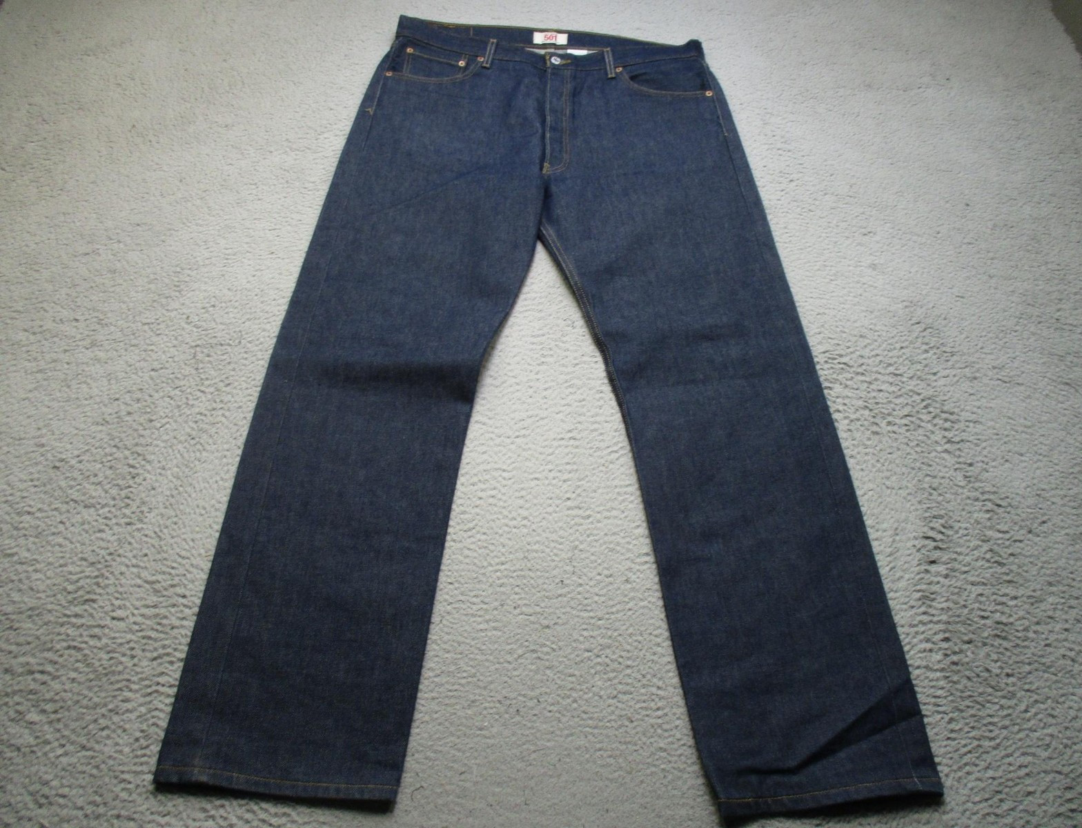 Levis 501xx Jeans Mens 38x34 Blue Raw Denim Button Fly Straight Pants