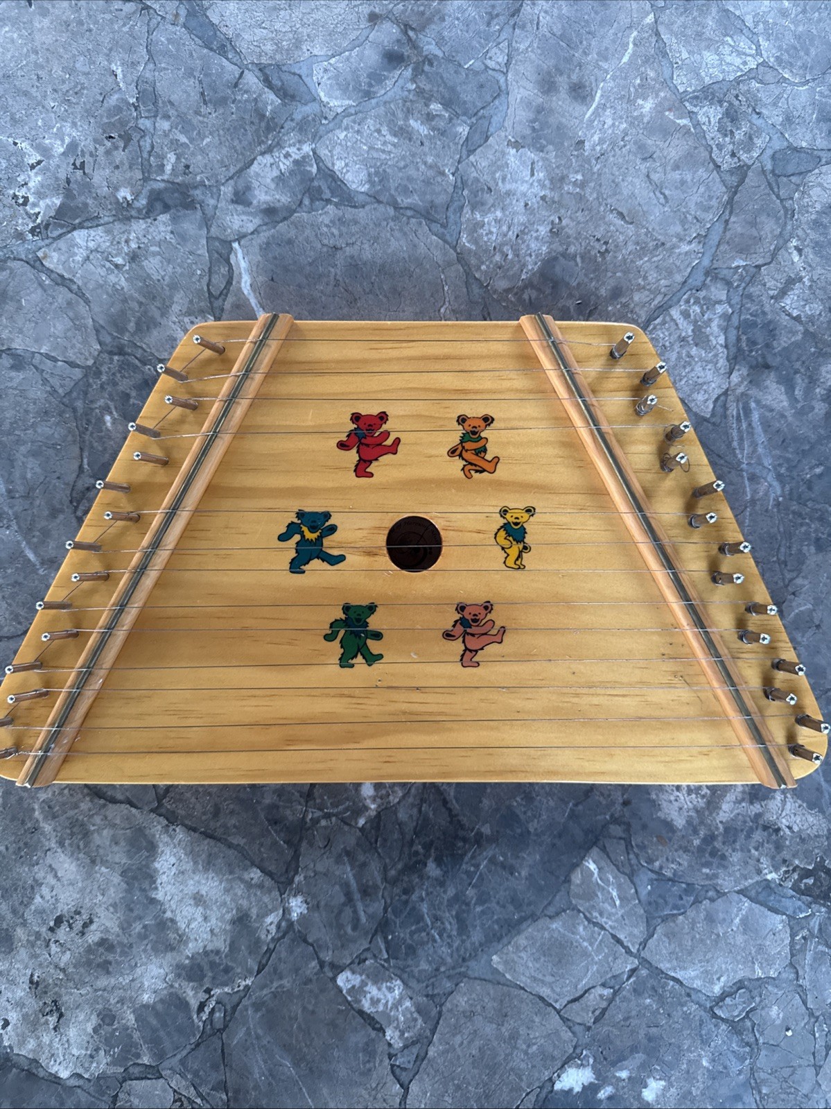 Insanely RARE Grateful Dead Dancing Bears Wooden Lap Harp Deadhead 2014