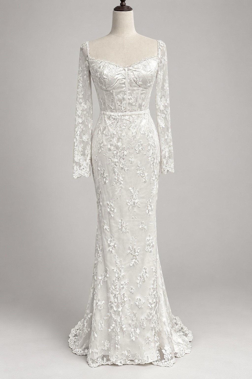 Lulus Wedding Dress Lace Corset Mermaid Floral Bridal Gown Romantic Boho sz M