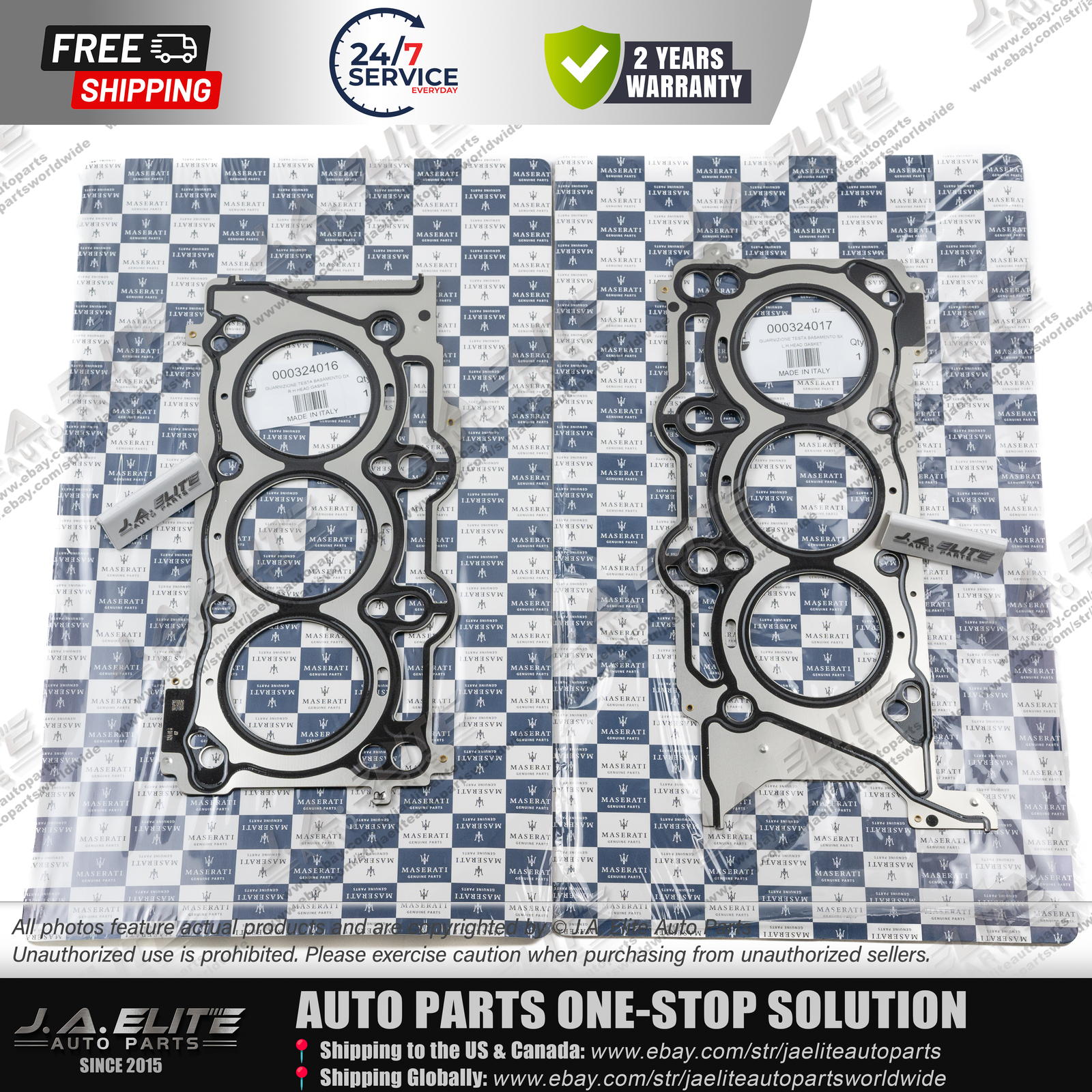2pcs Genuine Left & Right Head Gasket fit Maserati Ghibli Levante Quattroporte 2pcs Genuine Left & Right Head Gasket fit Maserati Ghibli Levante Quattroporte