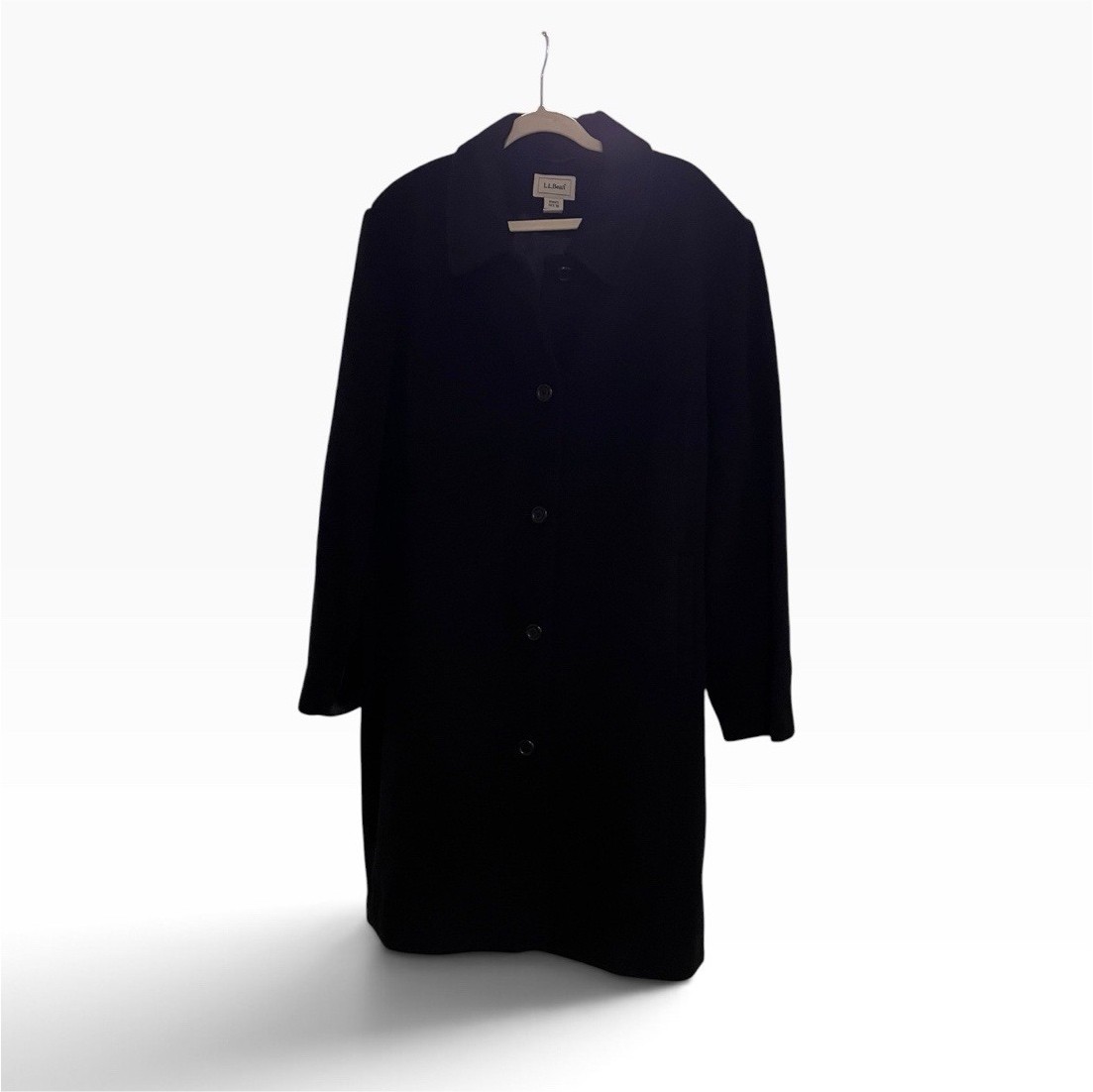 Vintage L.L. Bean Women\'s 3X Black Wool Single Breasted overcoat Classic Winter 