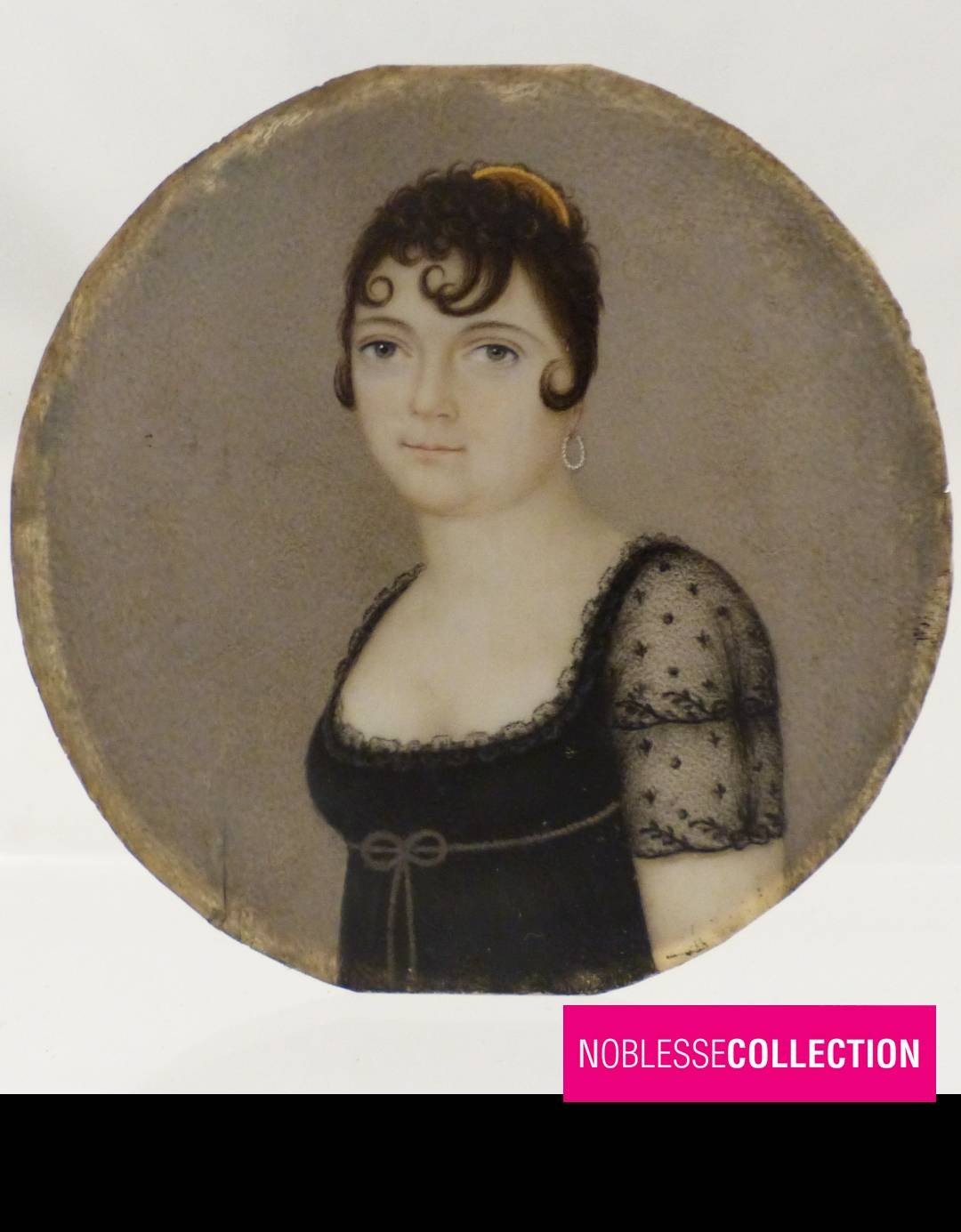 FINE ANTIQUE FRENCH LADY PORTRAIT MINIATURE HAND PAINTED EMPIRE PERIOD 1805-1810