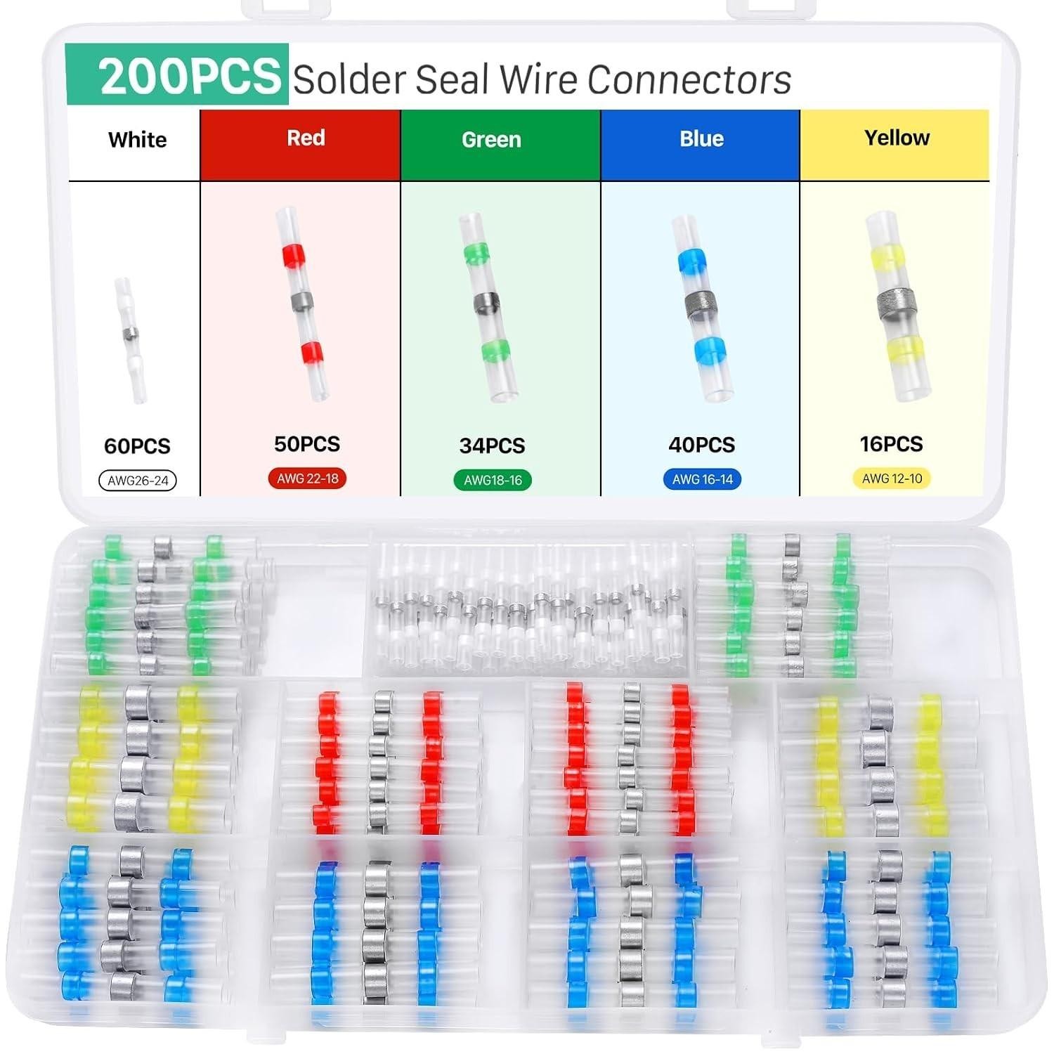 200pcs Conectores Soldadura Termorretráctil Impermeables Cable200pcs Conectores\\
