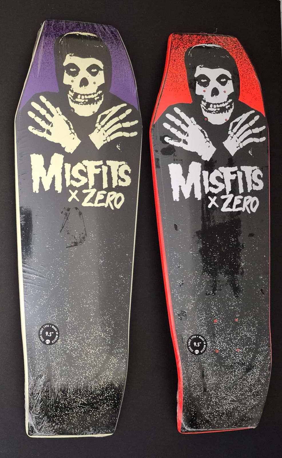2x Zero Misfits Coffin Skateboard Decks Ltd. /100 1st Ed. Orange & GITD 9.5 2x Zero Misfits Coffin Skateboard Decks Ltd. /100 1st Ed. Orange & GITD 9.5