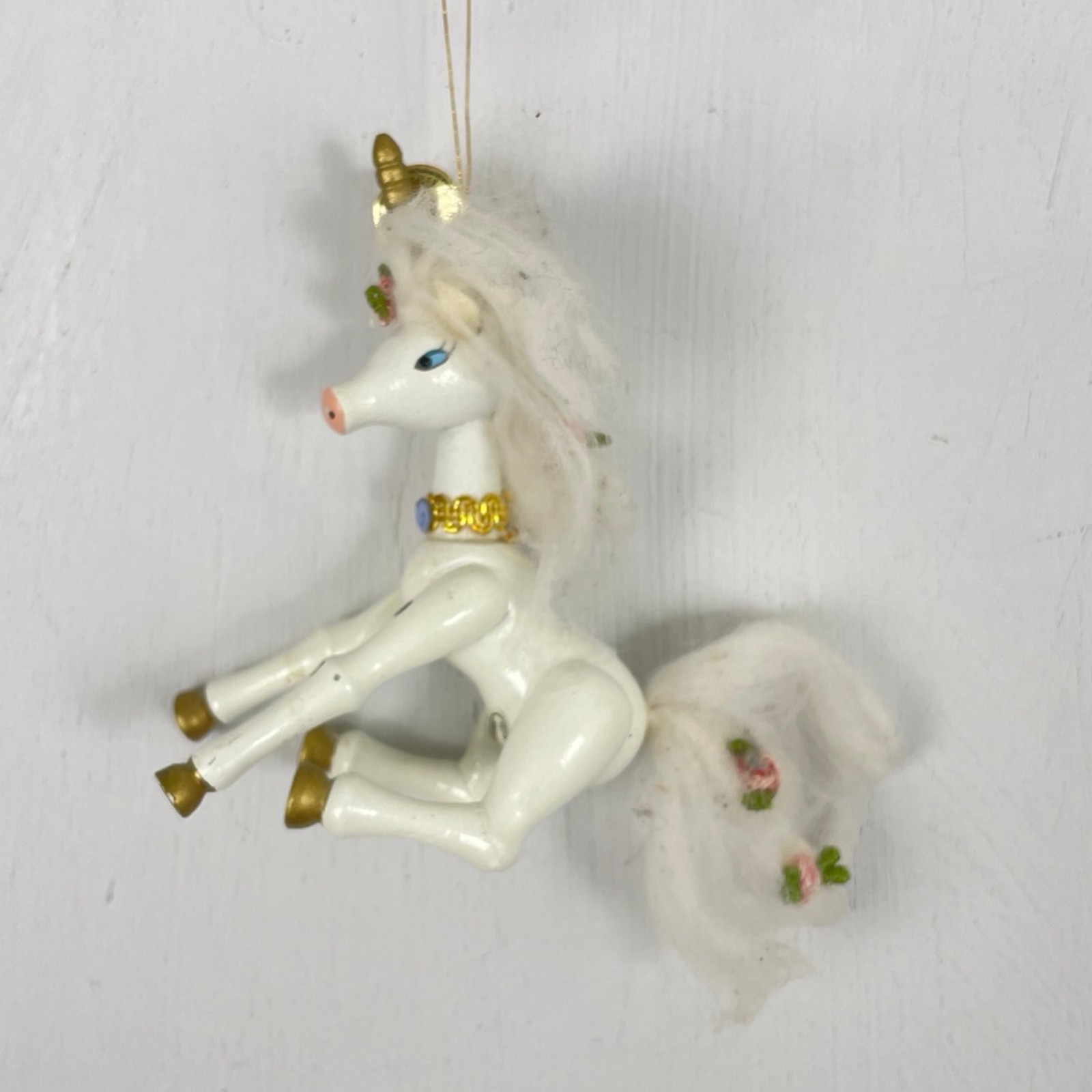 Vintage 1982 Unicorn Christmas Ornament Kurt Adler White w/ Roses Seated Vintage 1982 Unicorn Christmas Ornament Kurt Adler White w/ Roses Seated