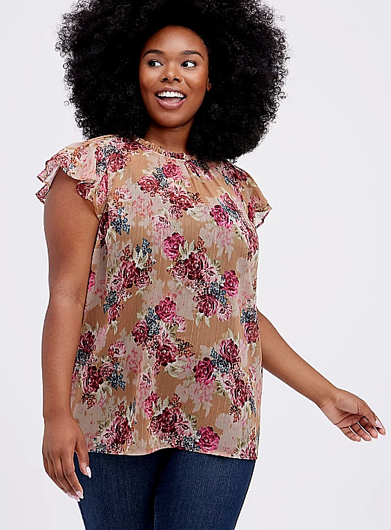 Torrid Plus Size 2X Chiffon Sheer Floral Top Sleeveless Keyhole Neck Rose NWT Torrid Plus Size 2X Chiffon Sheer Floral Top Sleeveless Keyhole Neck Rose NWT