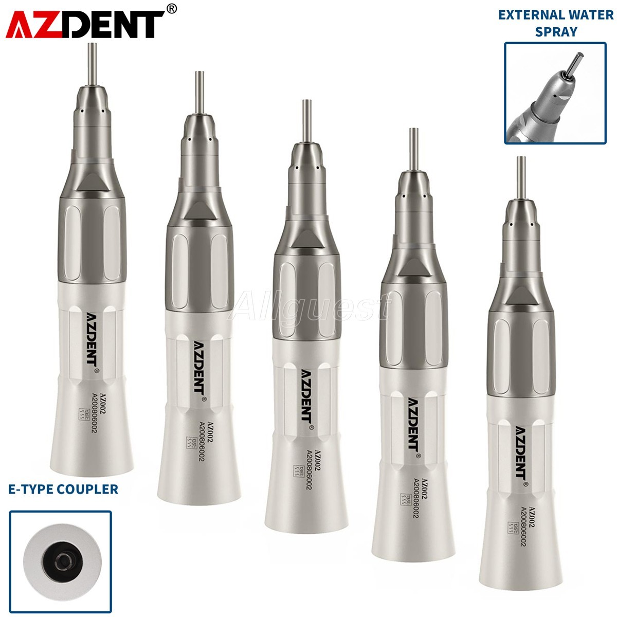5Pcs  AZDENT Dental 1:1 Slow Low Speed Straight Handpiece Nosecone E-Type