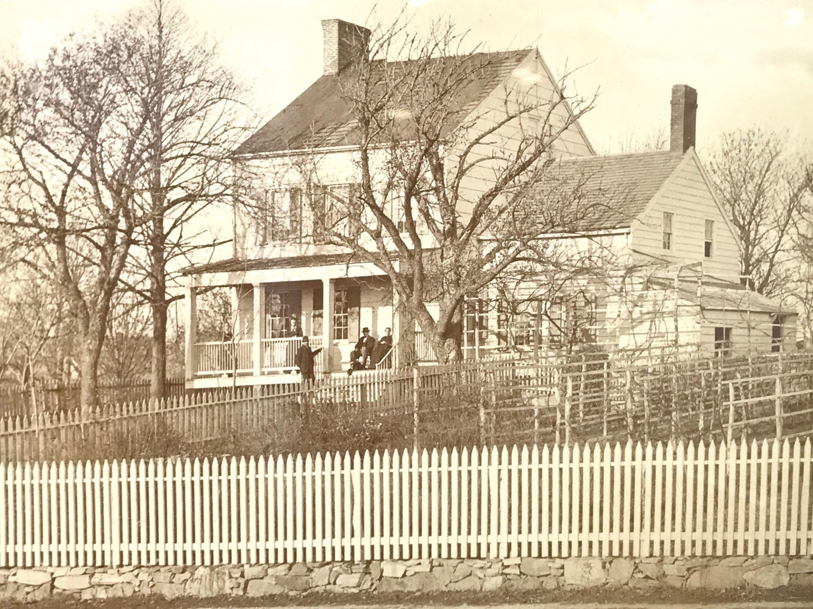 Antique Albumen Photograph Picket Fence and White House Antique Albumen Photograph Picket Fence and White House
