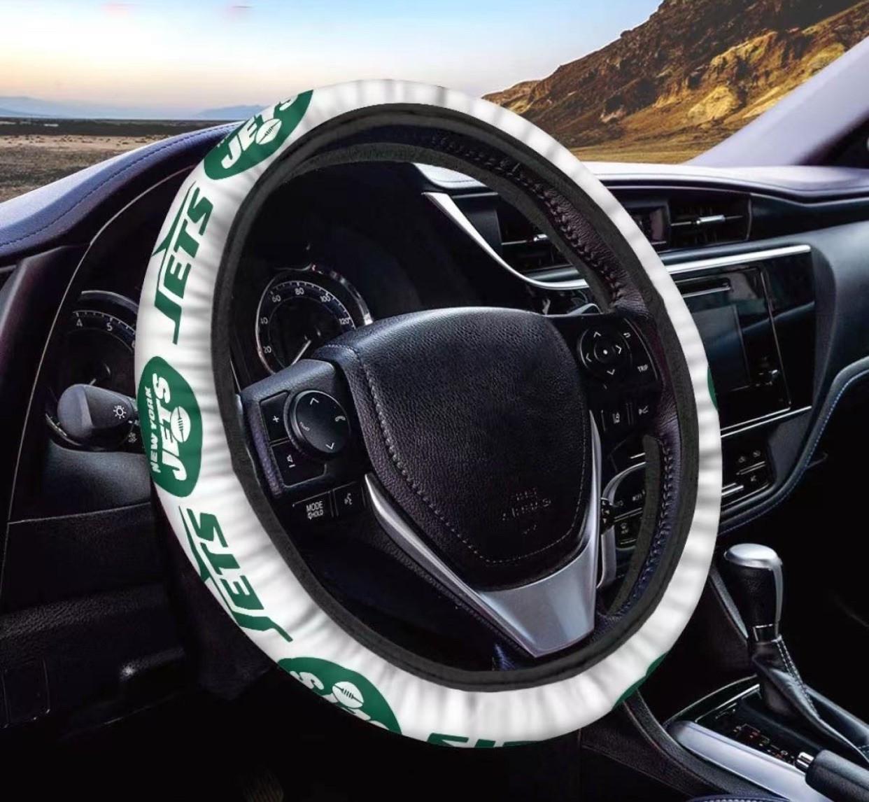 New York Jets Steering Wheel Cover Universal Car Interior Accessory