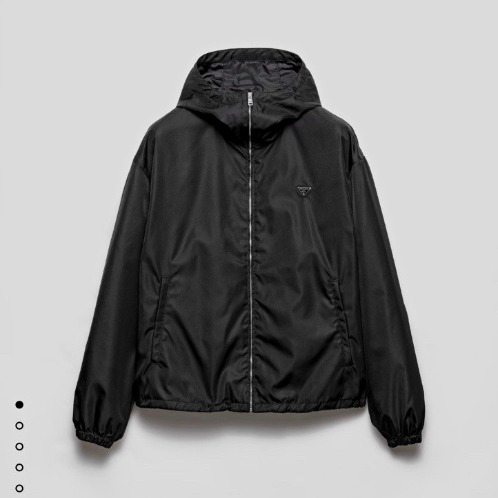 PRADA Re-Nylon Black Hooded Full Zip Jacket Logo Short Length Men’s L PRADA Re-Nylon Black Hooded Full Zip Jacket Logo Short Length Men’s L