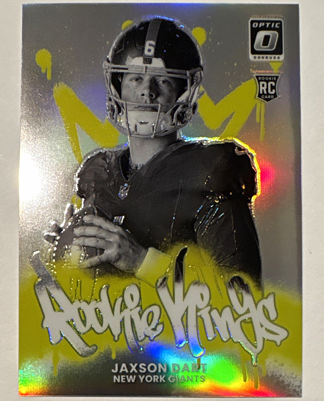 Panini Donruss Optic Jaxson Dart Rookie Kings #2 New York Giants Rookie Insert Panini Donruss Optic Jaxson Dart Rookie Kings #2 New York Giants Rookie Insert
