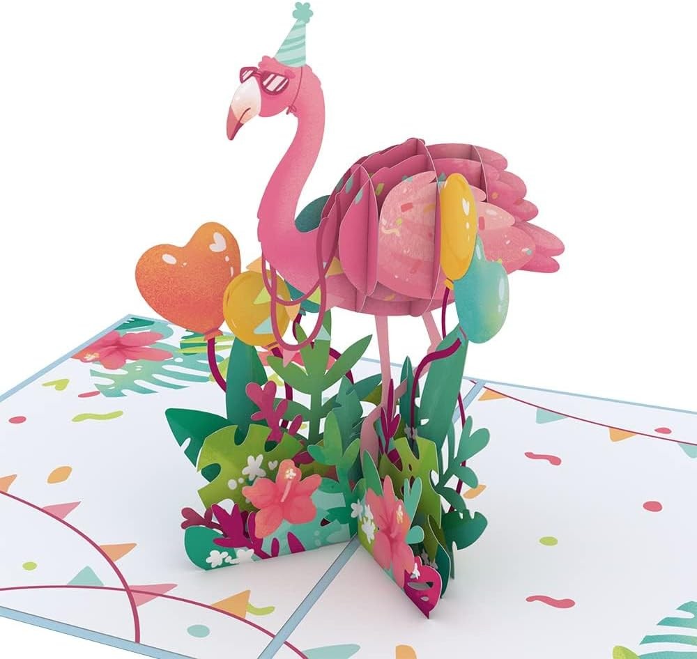Flamazing Birthday Flamingo Pop-Up Card with Notecard & Envelope