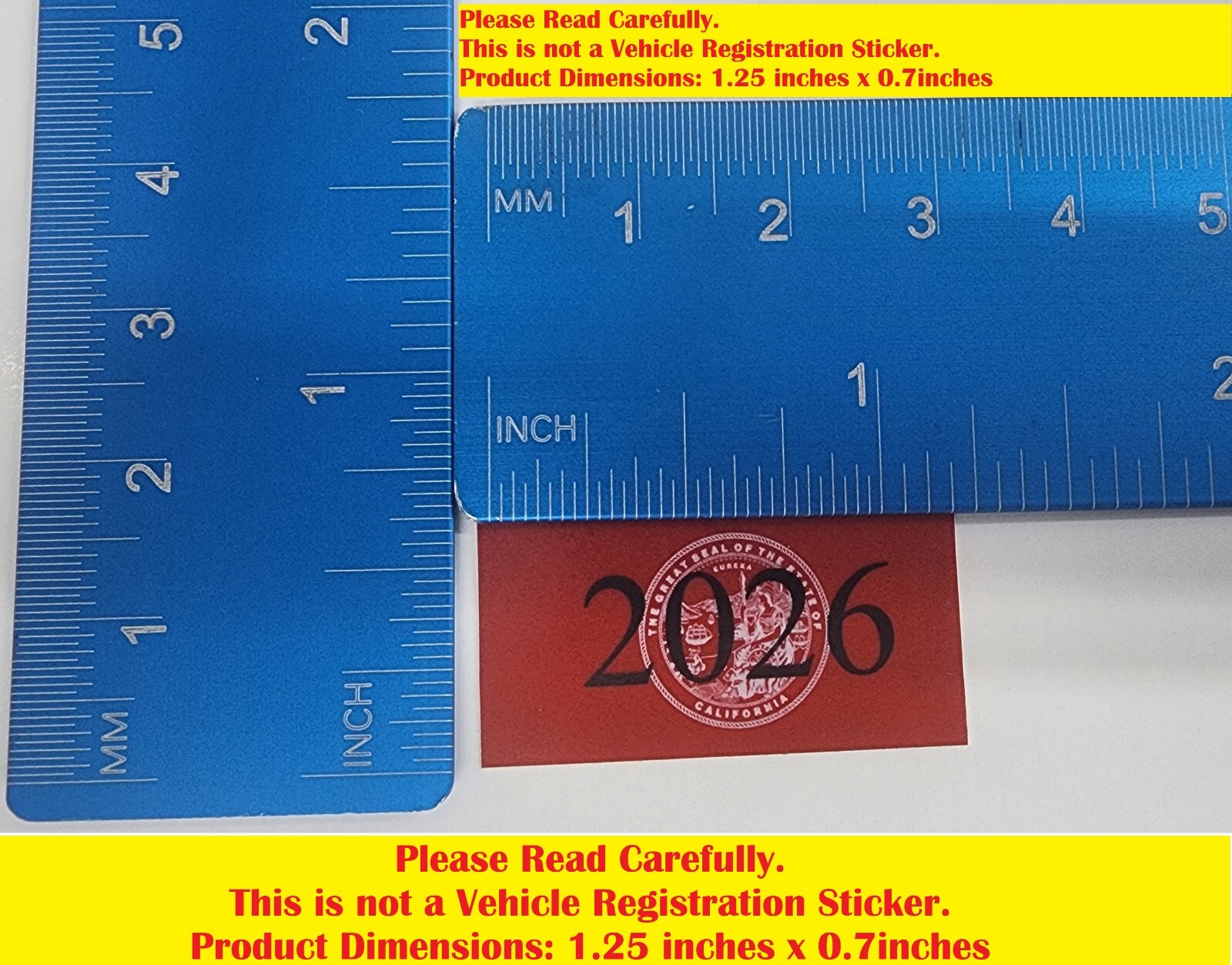 NOT A REGISTRATION TAG - DMV STICKER CVRA 2026 RED California Commercial Vehicle