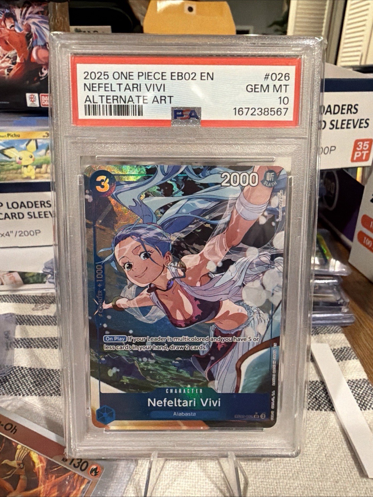 One Piece Nefeltari Vivi Alt Art EB02-026 Anime 25th Collection PSA 10 English